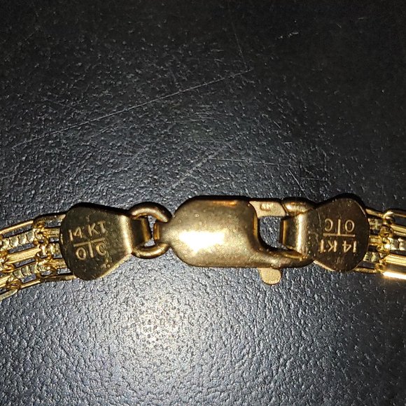 Vintage 14k Solid Gold Bismark Necklace, 24" with Lobster Clasp, Made In Italy - Picture 4 of 7